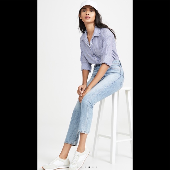 August Silk striped button down long sleeve - Picture 1 of 8